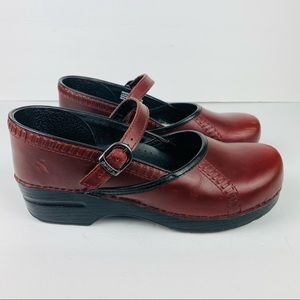 Dansko Red Leather Maryjane Clog Shoes